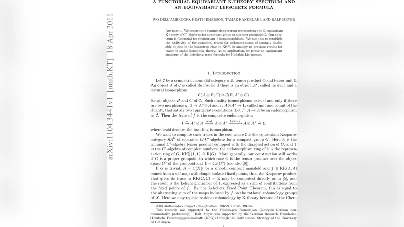 A functorial equivariant K-theory spectrum and an equivariant Lefschetz   formula