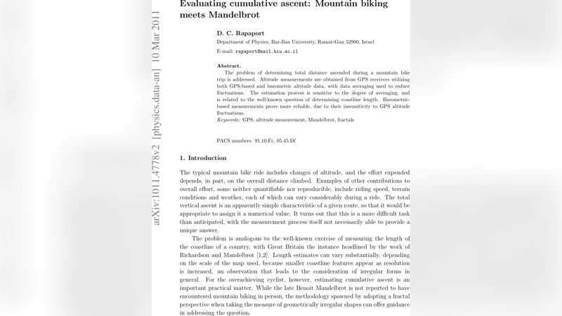 Evaluating cumulative ascent: Mountain biking meets Mandelbrot