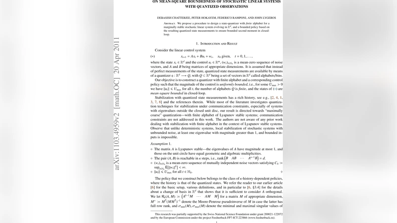 On mean-square boundedness of stochastic linear systems with quantized   observations