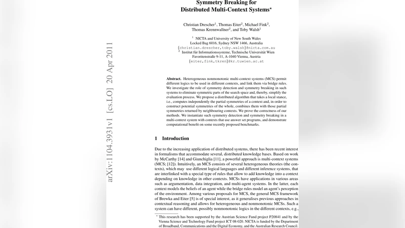 Symmetry Breaking for Distributed Multi-Context Systems