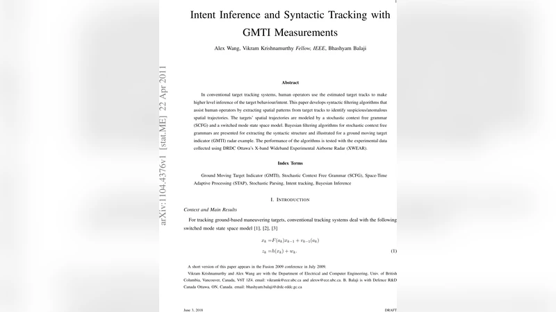 Intent Inference and Syntactic Tracking with GMTI Measurements