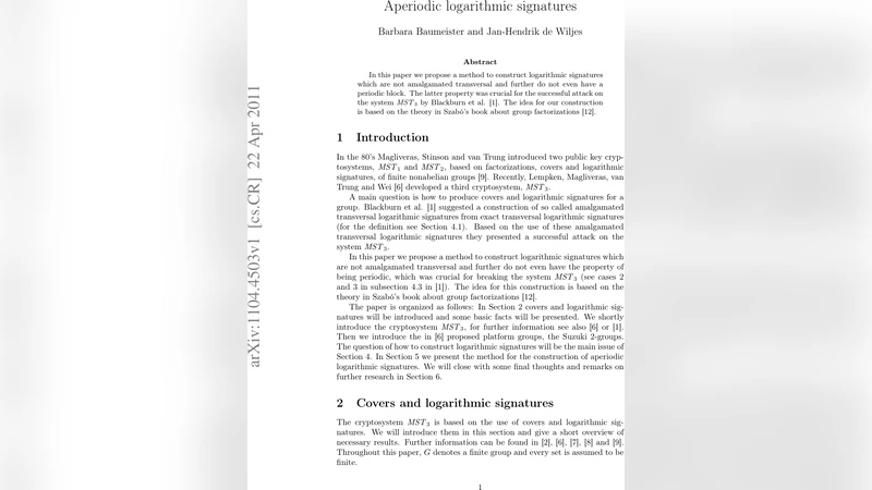 Aperiodic logarithmic signatures