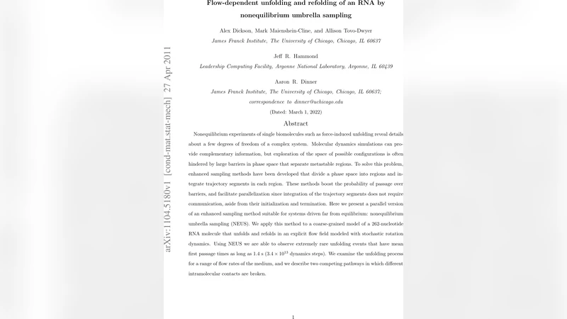 Flow-dependent unfolding and refolding of an RNA by nonequilibrium   umbrella sampling