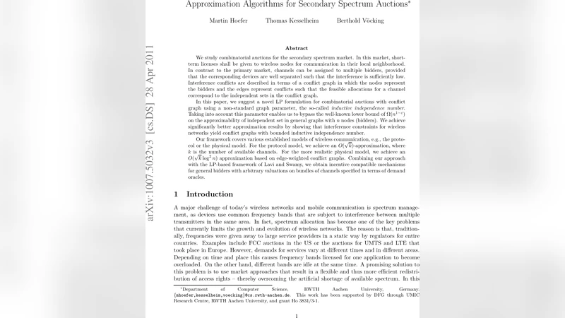 Approximation Algorithms for Secondary Spectrum Auctions