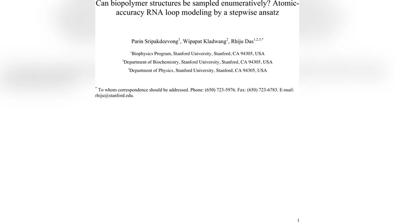 Can biopolymer structures be sampled enumeratively? Atomic-accuracy RNA   loop modeling by a stepwise ansatz