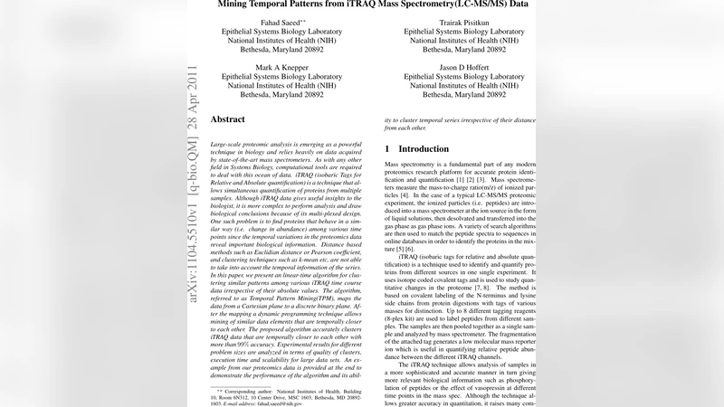 Mining Temporal Patterns from iTRAQ Mass Spectrometry(LC-MS/MS) Data