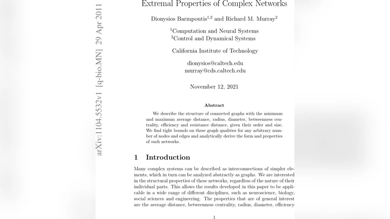 Extremal Properties of Complex Networks