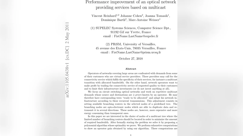 Performance improvement of an optical network providing services based   on multicast