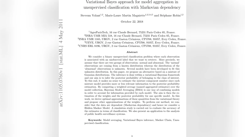 Variational Bayes approach for model aggregation in unsupervised   classification with Markovian dependency