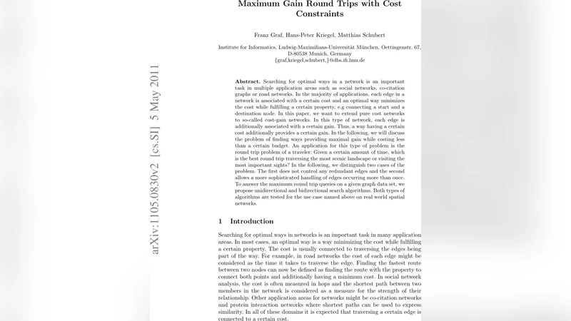 Maximum Gain Round Trips with Cost Constraints