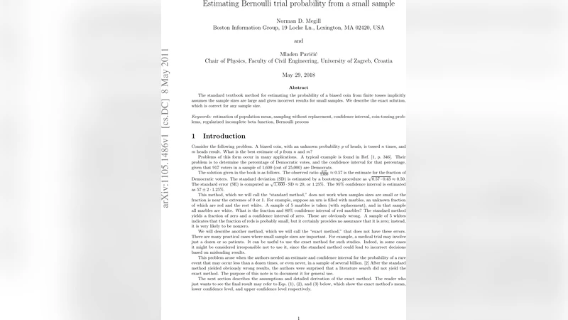 Estimating Bernoulli trial probability from a small sample