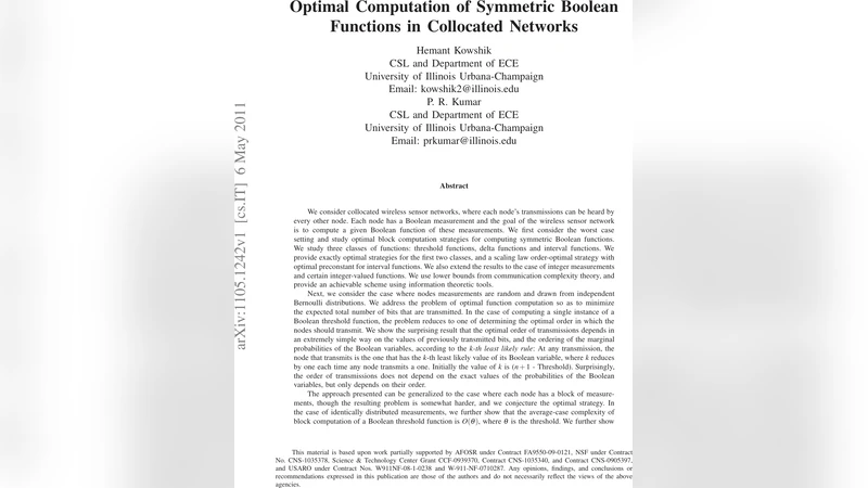 Optimal Computation of Symmetric Boolean Functions in Collocated   Networks
