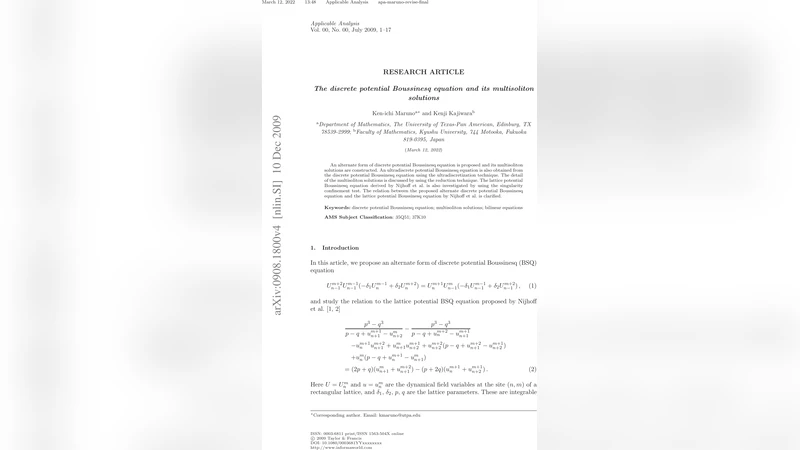 The discrete potential Boussinesq equation and its multisoliton   solutions