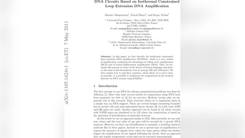 DNA Circuits Based on Isothermal Constrained Loop Extension DNA   Amplification