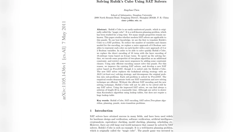 Solving Rubiks Cube Using SAT Solvers