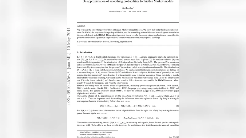 On approximation of smoothing probabilities for hidden Markov models