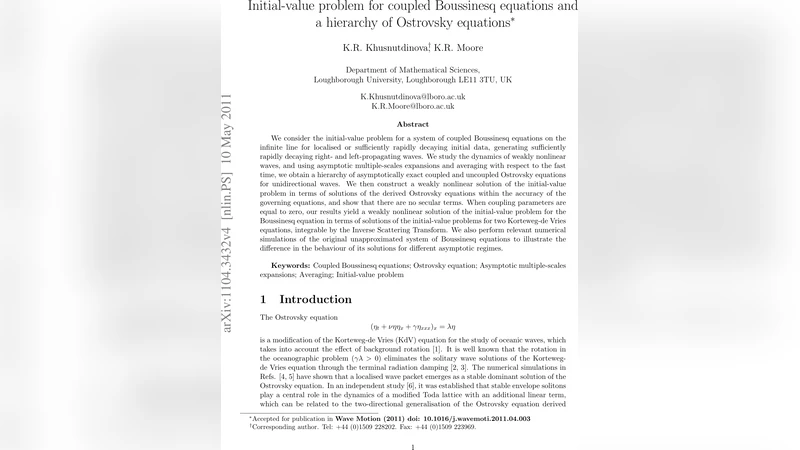Initial-value problem for coupled Boussinesq equations and a hierarchy   of Ostrovsky equations