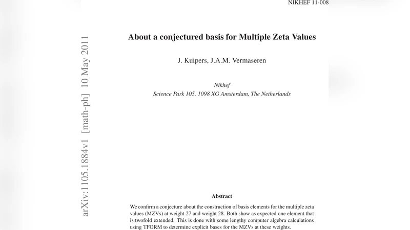 About a conjectured basis for Multiple Zeta Values