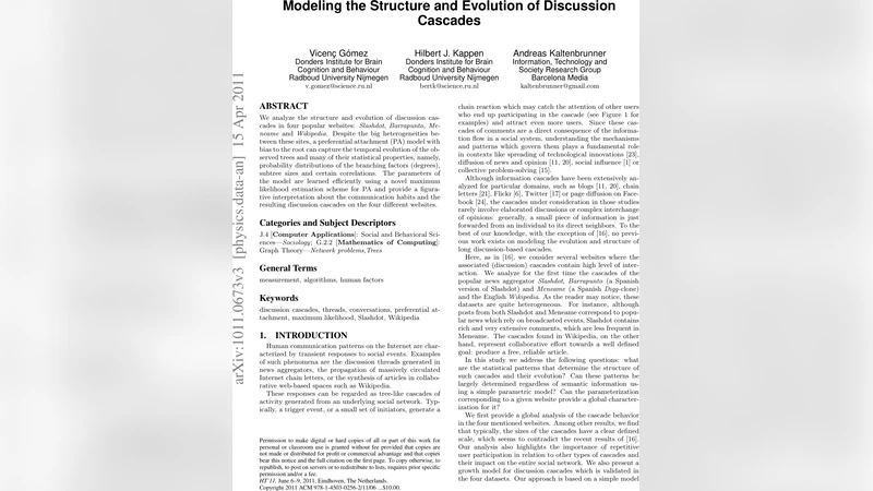 Modeling the structure and evolution of discussion cascades