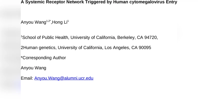 A Systemic Receptor Network Triggered by Human cytomegalovirus Entry
