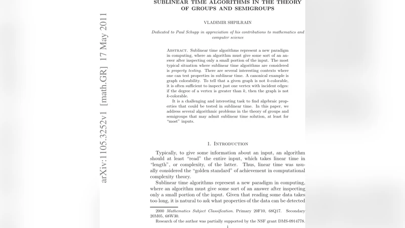 Sublinear time algorithms in the theory of groups and semigroups