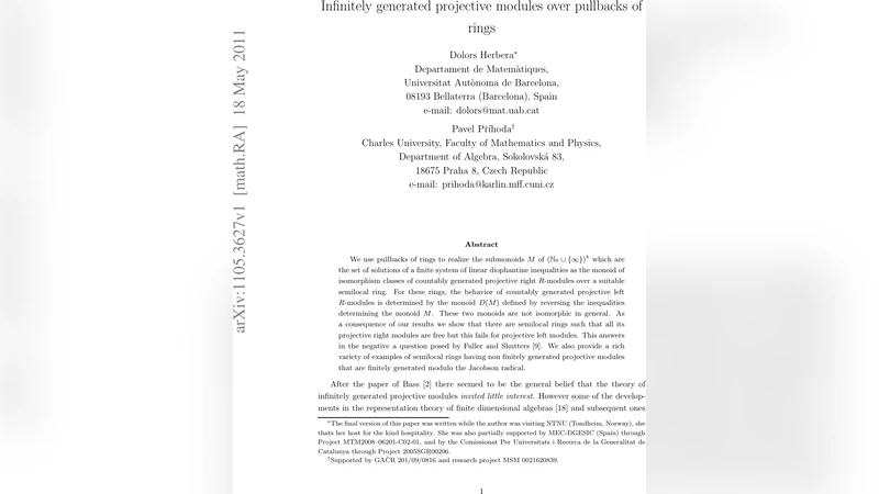 Infinitely generated projective modules over pullbacks of rings