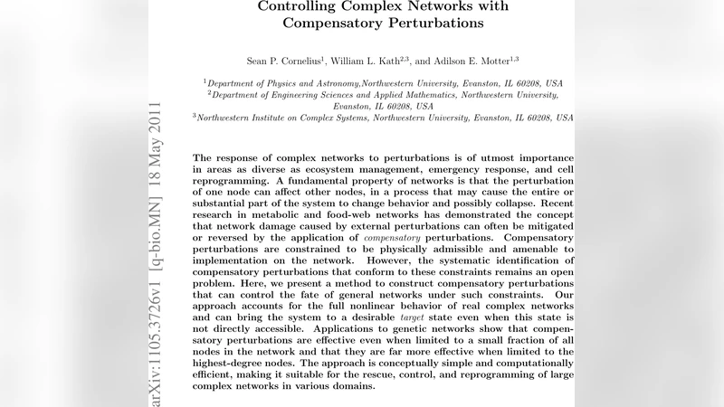 Controlling Complex Networks with Compensatory Perturbations