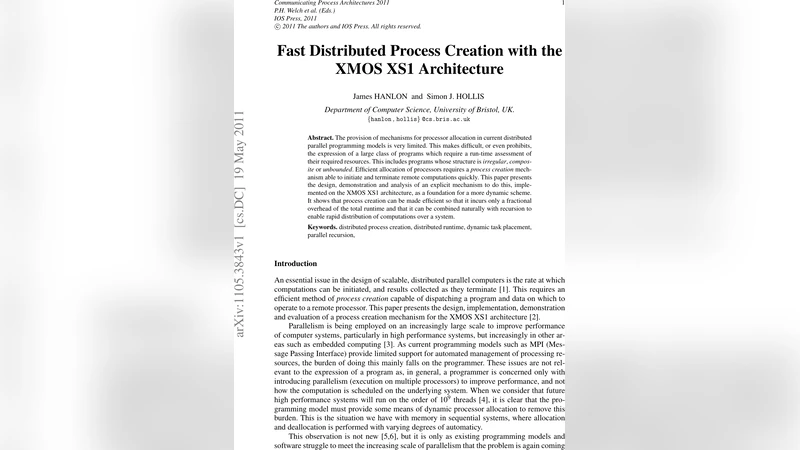 Fast Distributed Process Creation with the XMOS XS1 Architecture