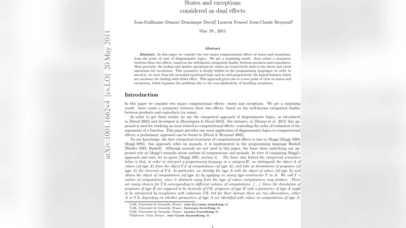 States and exceptions considered as dual effects