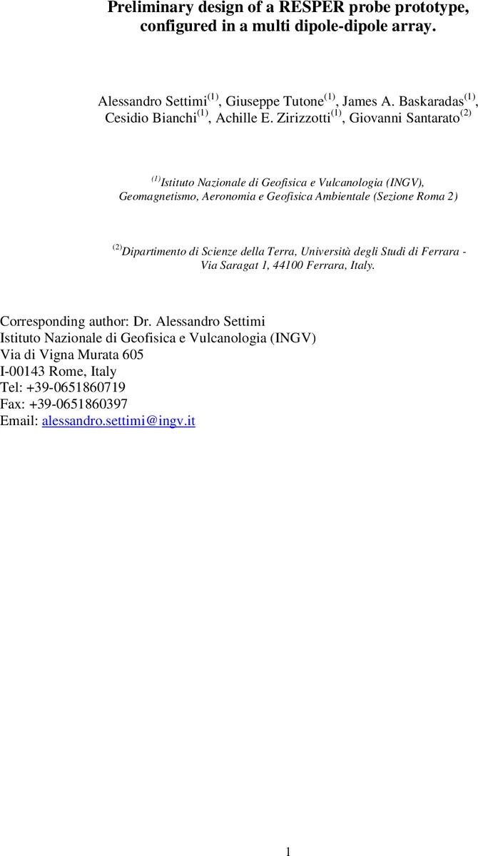 Preliminary design of a RESPER probe prototype, configured in a multi   dipole-dipole array