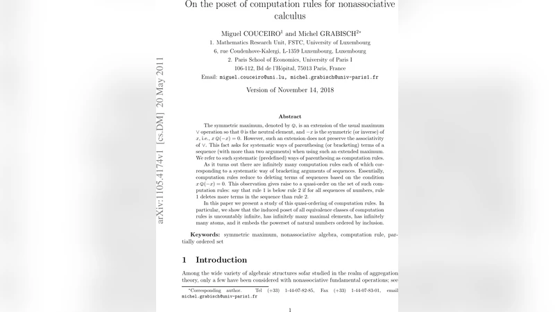 On the poset of computation rules for nonassociative calculus