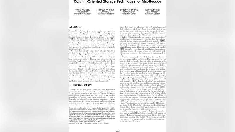 Column-Oriented Storage Techniques for MapReduce