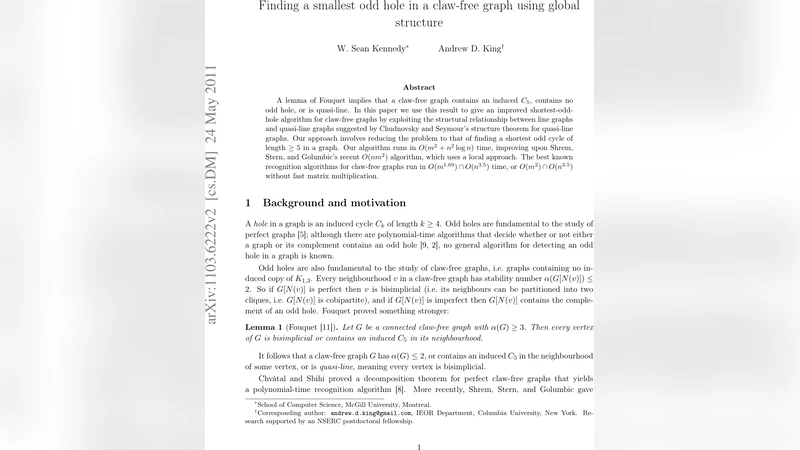 Finding a smallest odd hole in a claw-free graph using global structure