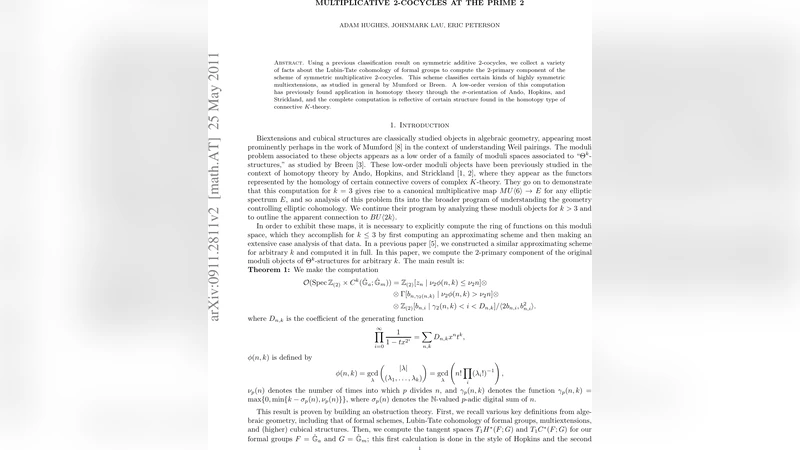Multiplicative 2-cocycles at the prime 2
