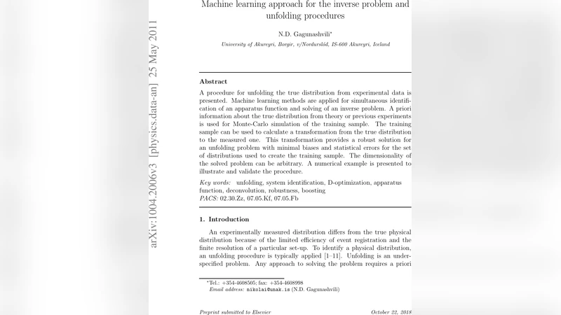 Machine learning approach to inverse problem and unfolding procedure