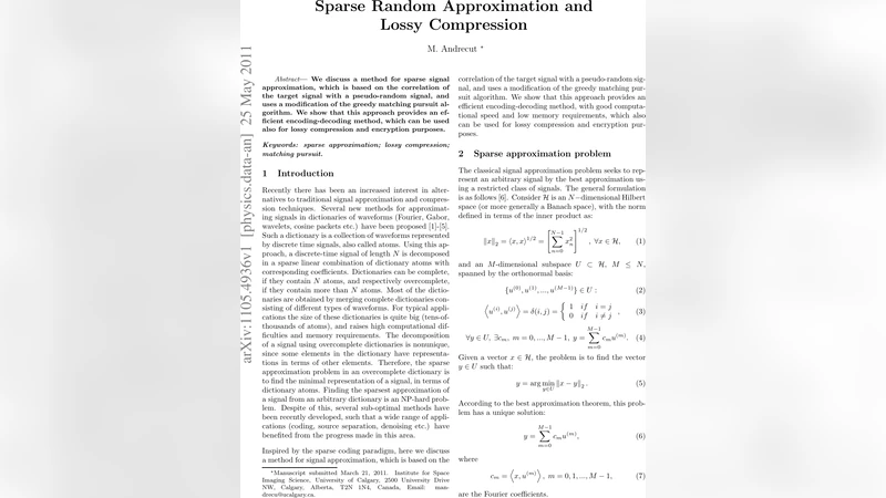 Sparse Random Approximation and Lossy Compression