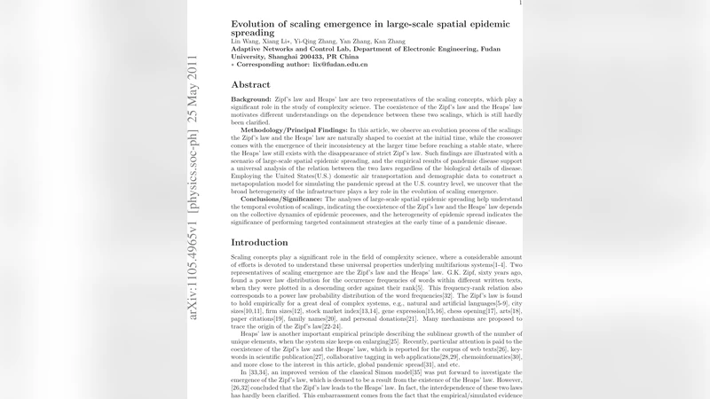 Evolution of scaling emergence in large-scale spatial epidemic spreading