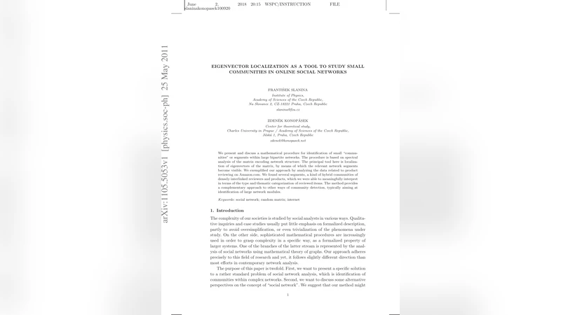 Eigenvector localization as a tool to study small communities in online   social networks