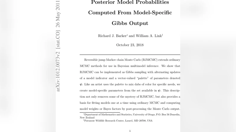 Posterior model probabilities computed from model-specific Gibbs output