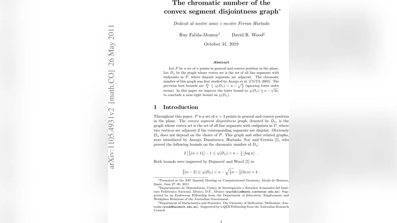 The chromatic number of the convex segment disjointness graph