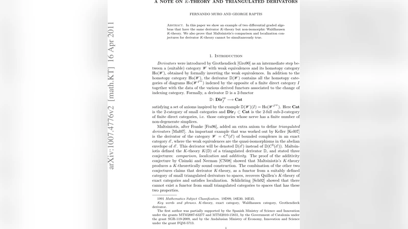 A note on K-theory and triangulated derivators