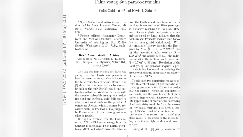 Faint young Sun paradox remains