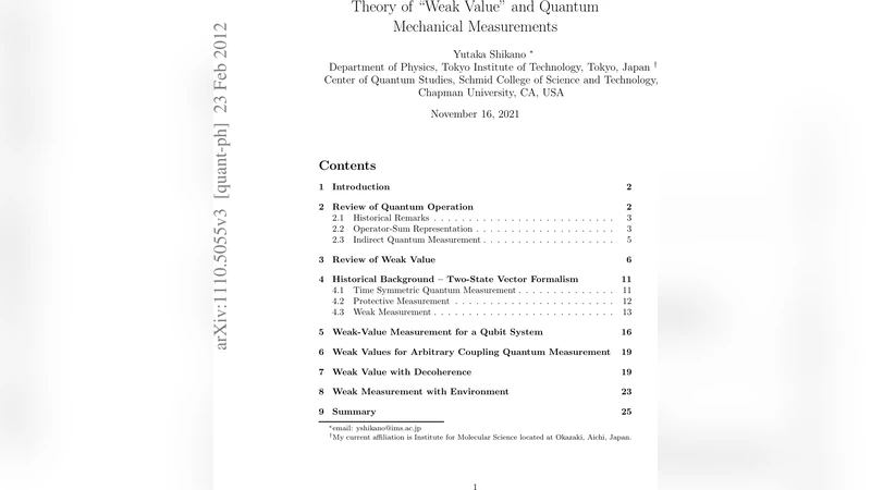 Theory of "Weak Value" and Quantum Mechanical Measurements