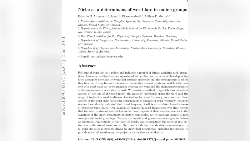 Niche as a determinant of word fate in online groups