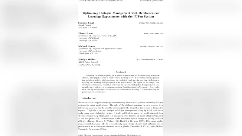 Optimizing Dialogue Management with Reinforcement Learning: Experiments   with the NJFun System