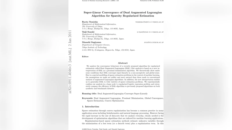 Super-Linear Convergence of Dual Augmented-Lagrangian Algorithm for   Sparsity Regularized Estimation