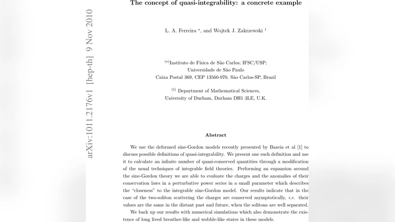 The concept of quasi-integrability: a concrete example