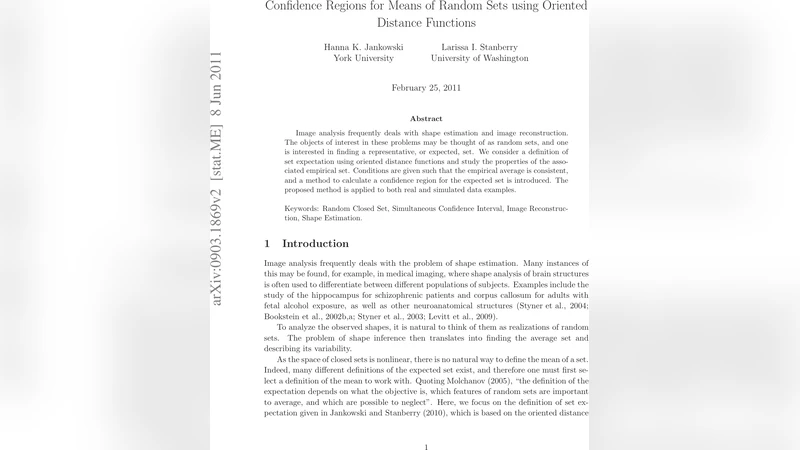 Confidence Regions for Means of Random Sets using Oriented Distance   Functions