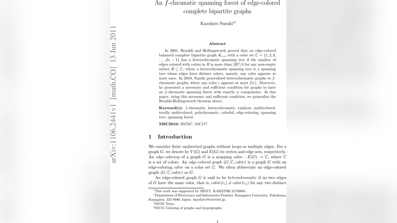 An f-chromatic spanning forest of edge-colored complete bipartite graphs