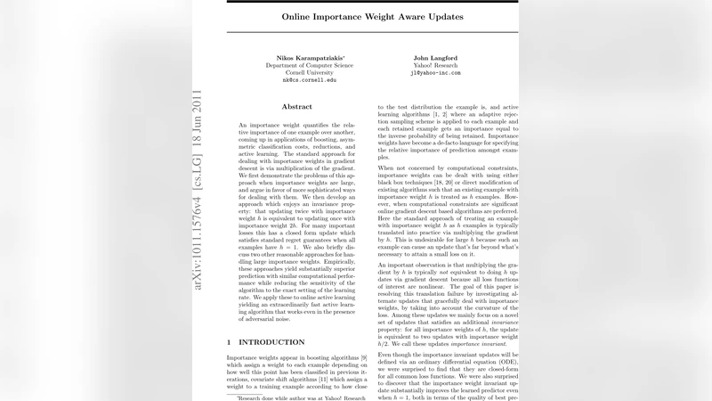 Online Importance Weight Aware Updates